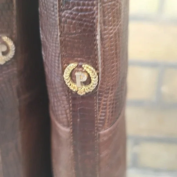 Pollini Python Brown Knee-High Boots - Picture 7 of 10